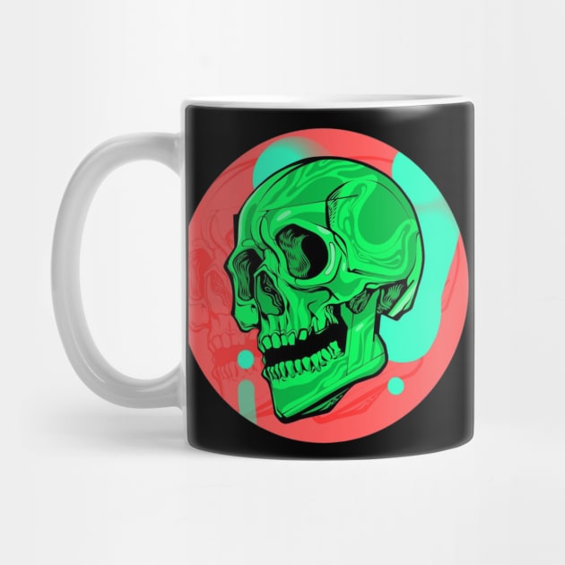 Green Neon Skull by DashaSliva